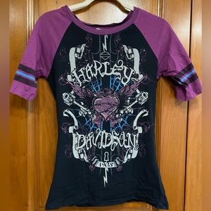 Athletic jersey style T-shirt Harley Davidson, BLING sparkle, bike babe